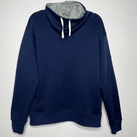 UNDER ARMOUR Unstoppable Textured Quilted Cowl Neck Blue Sweatshirt Womens Large - Picture 3 of 10